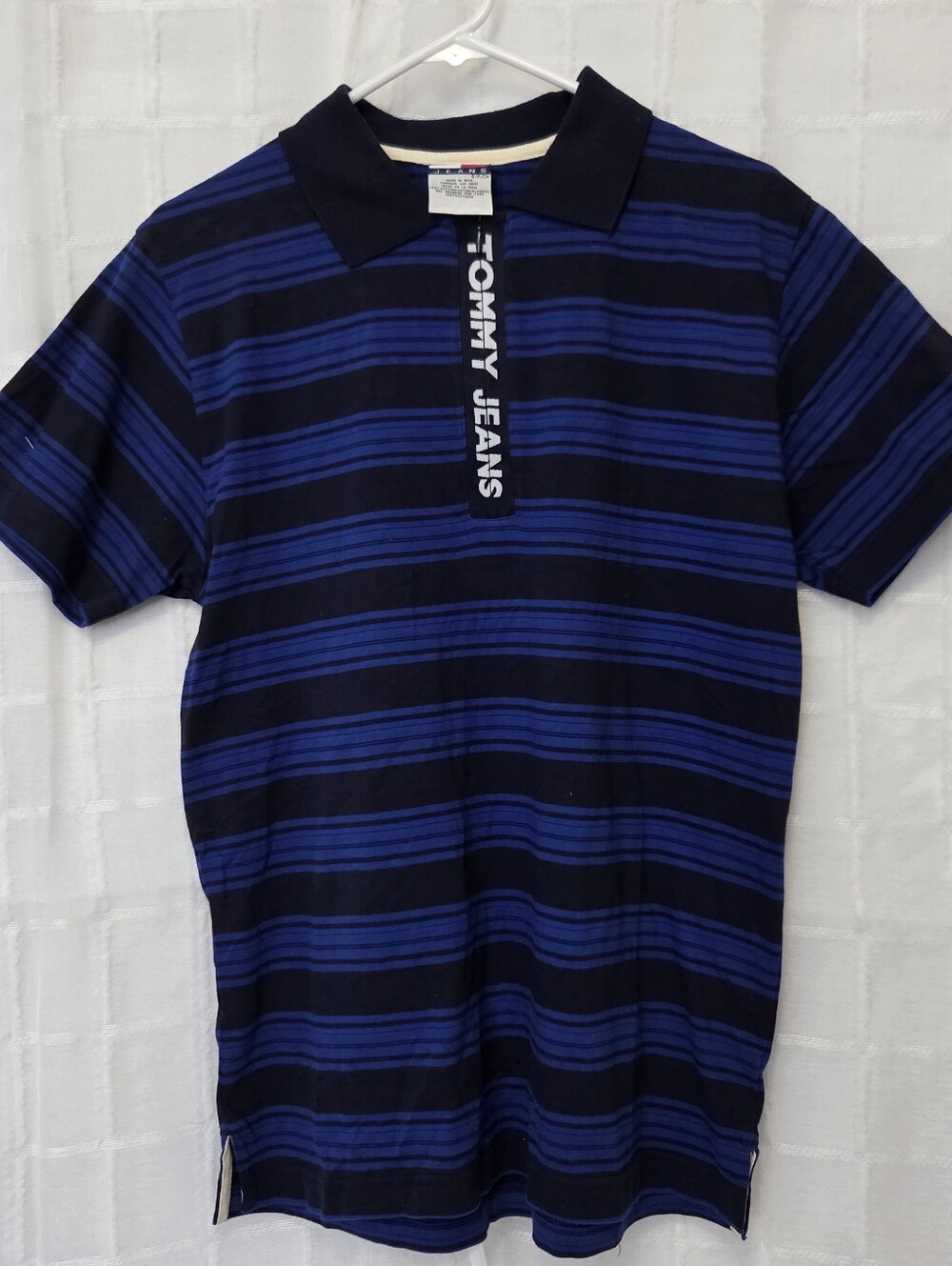 Tommy Hilfiger Men’s Black & Royal Blue Horizontal Stripe Polo
